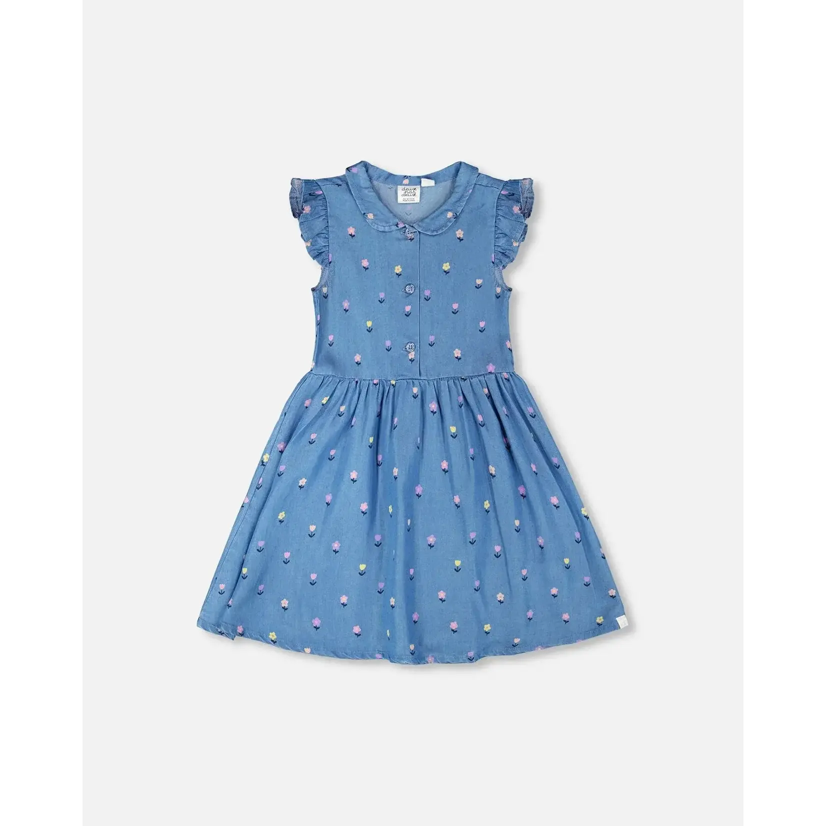 Deux Par Deux Deux Par Deux - Sleeveless Button Down Dress Flower Print