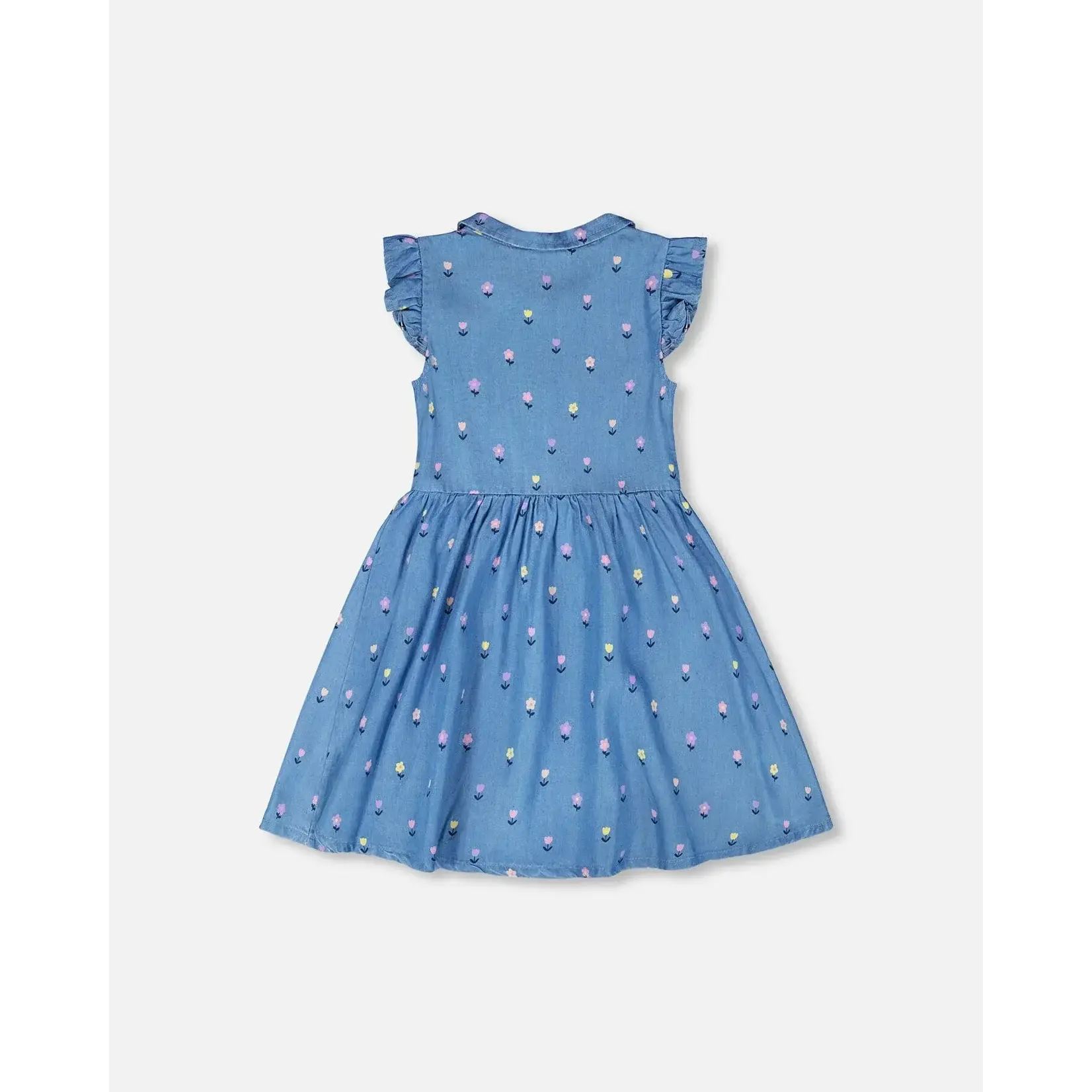 Deux Par Deux Deux Par Deux - Sleeveless Button Down Dress Flower Print