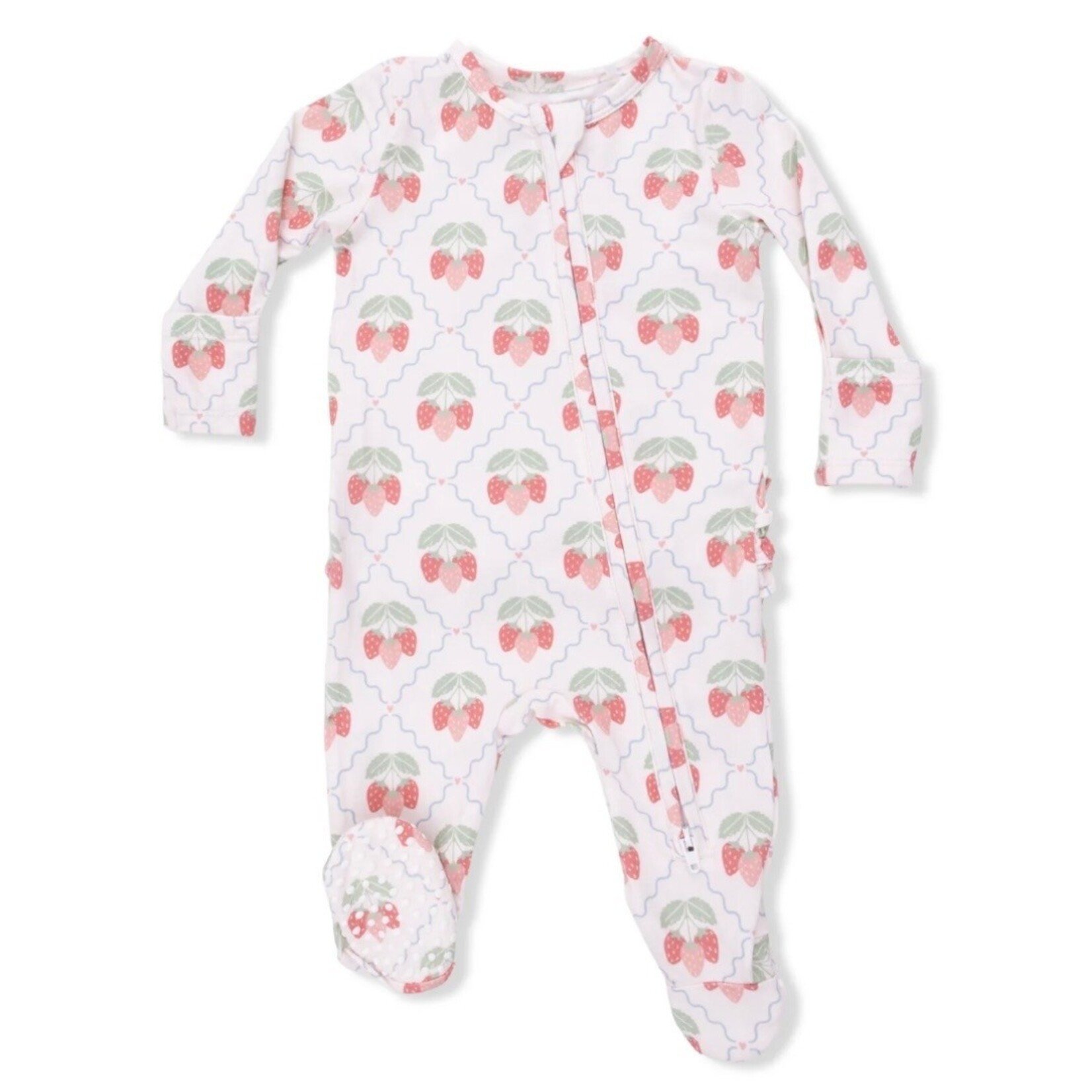 Angel Dear Angel Dear - Sweet Strawberries  2 -Way  Ruffle Zipper Footie