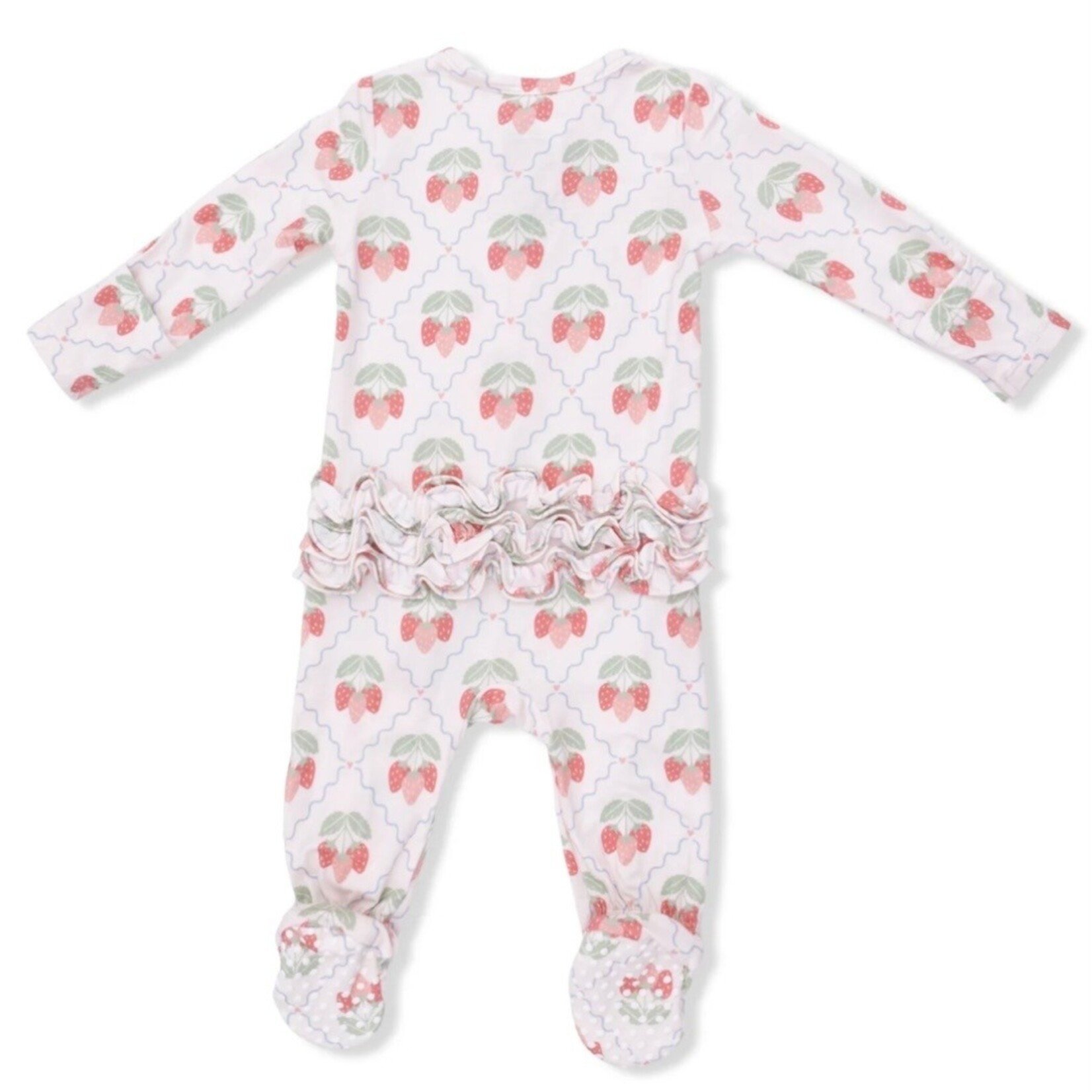 Angel Dear Angel Dear - Sweet Strawberries  2 -Way  Ruffle Zipper Footie