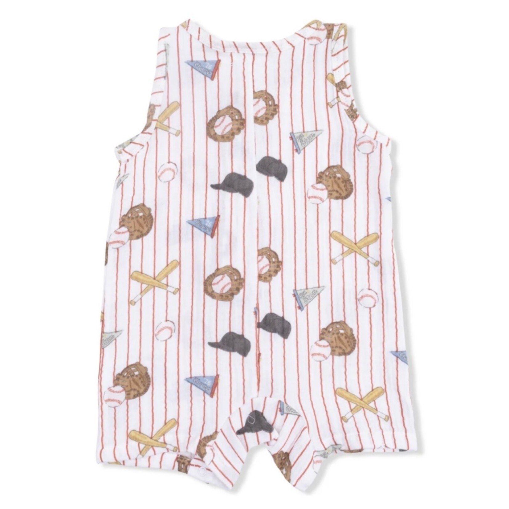 Angel Dear Angel Dear - Vintage Baseball Stripe Sleeveless Romper Polo Shortie