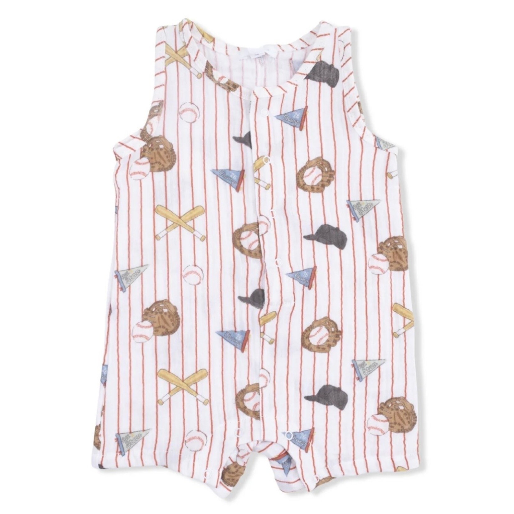 Angel Dear Angel Dear - Vintage Baseball Stripe Sleeveless Romper Polo Shortie