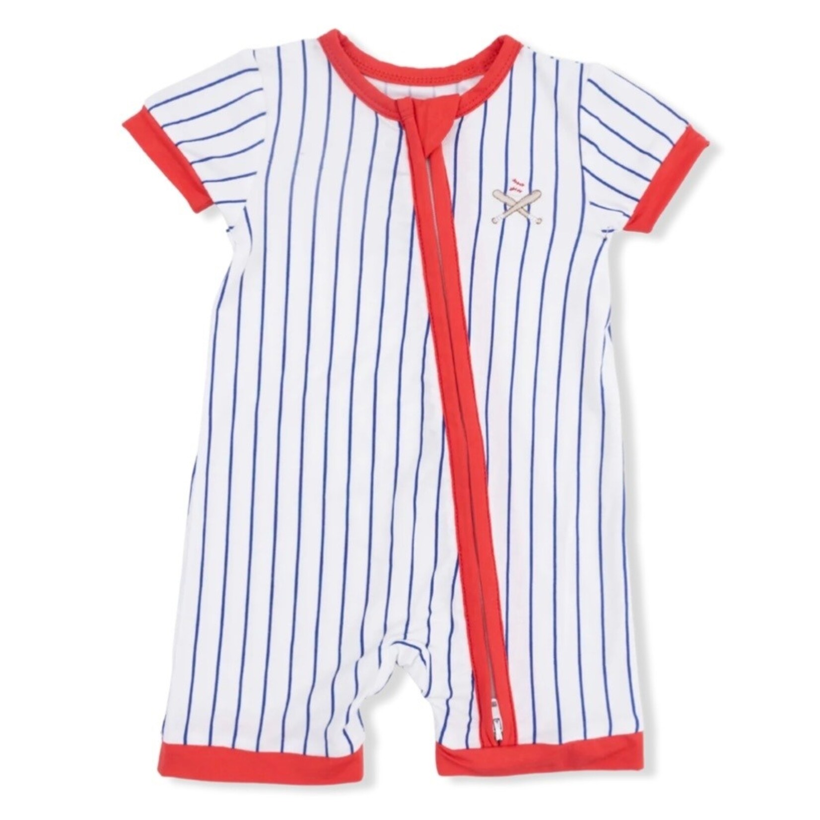 Angel Dear Angel Dear - Baseball Stripe Shortie 2-Way Zipper Romper