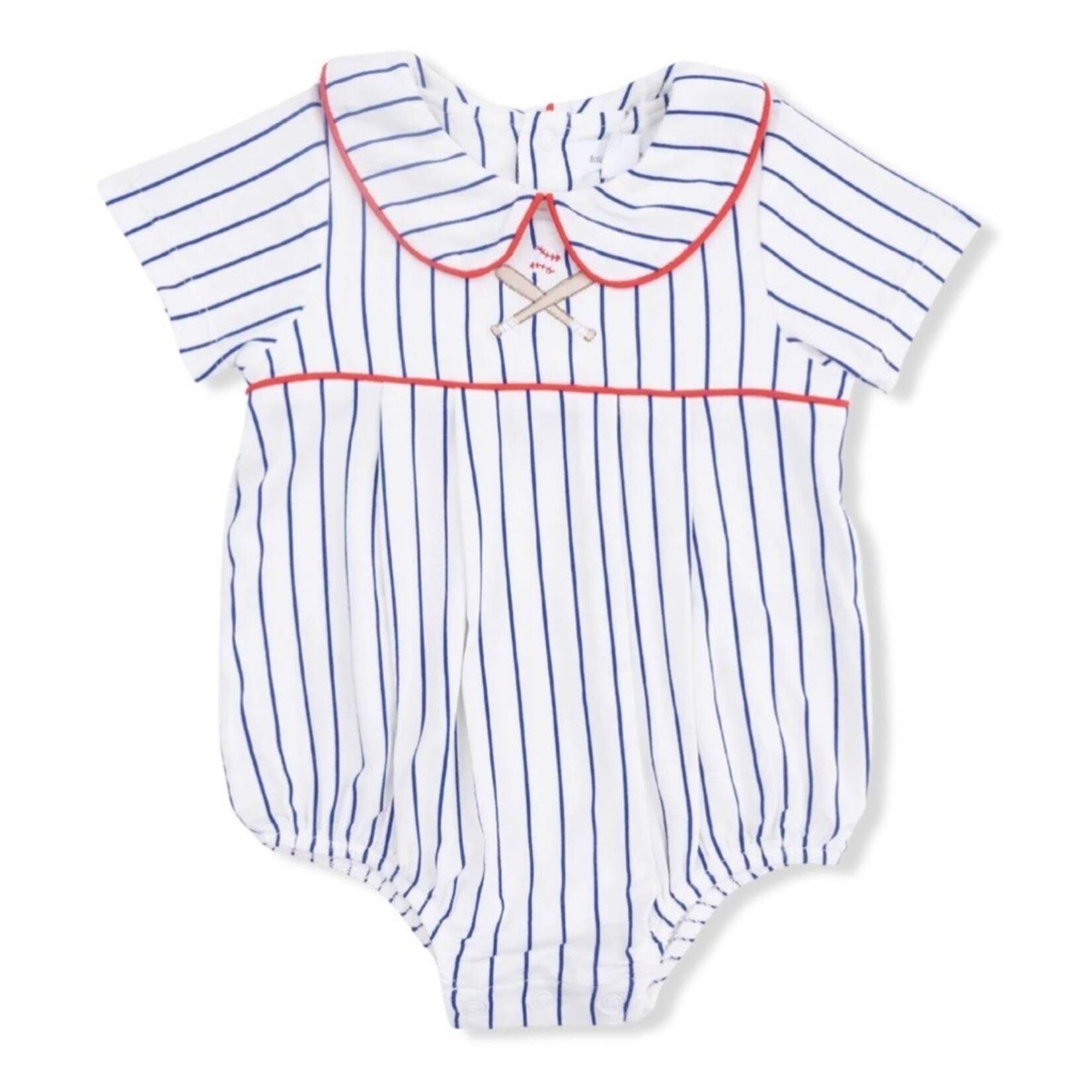 Angel Dear Angel Dear - Baseball Stripe Classic Box Pleat Romper