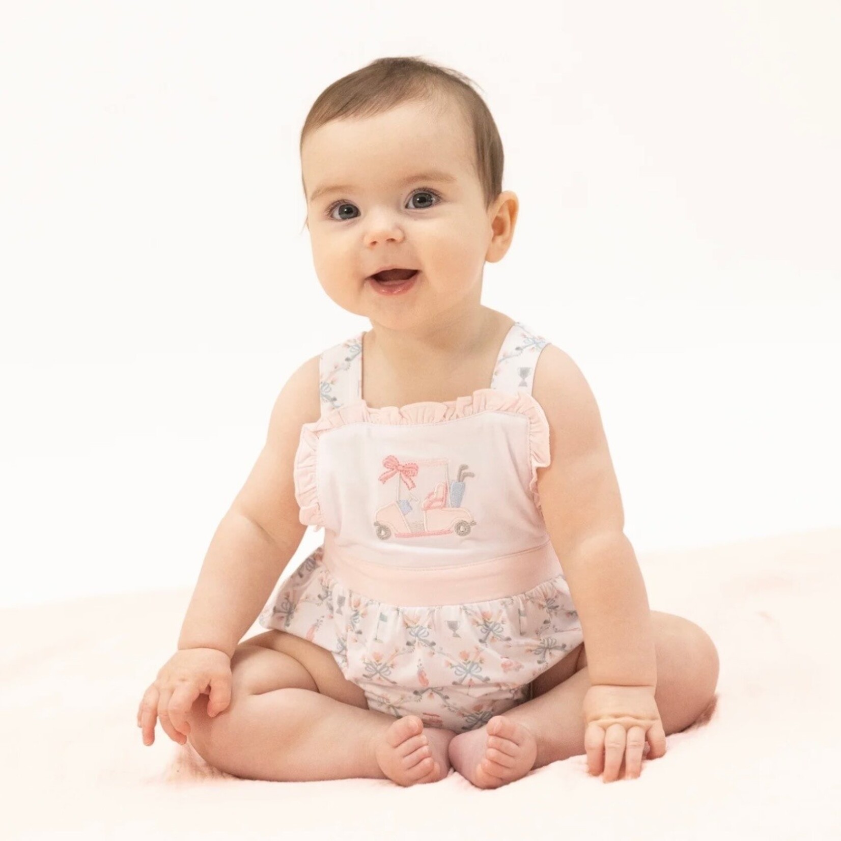 Angel Dear Angel Dear - Golf Trellis Ruffle Bubble Romper Romper