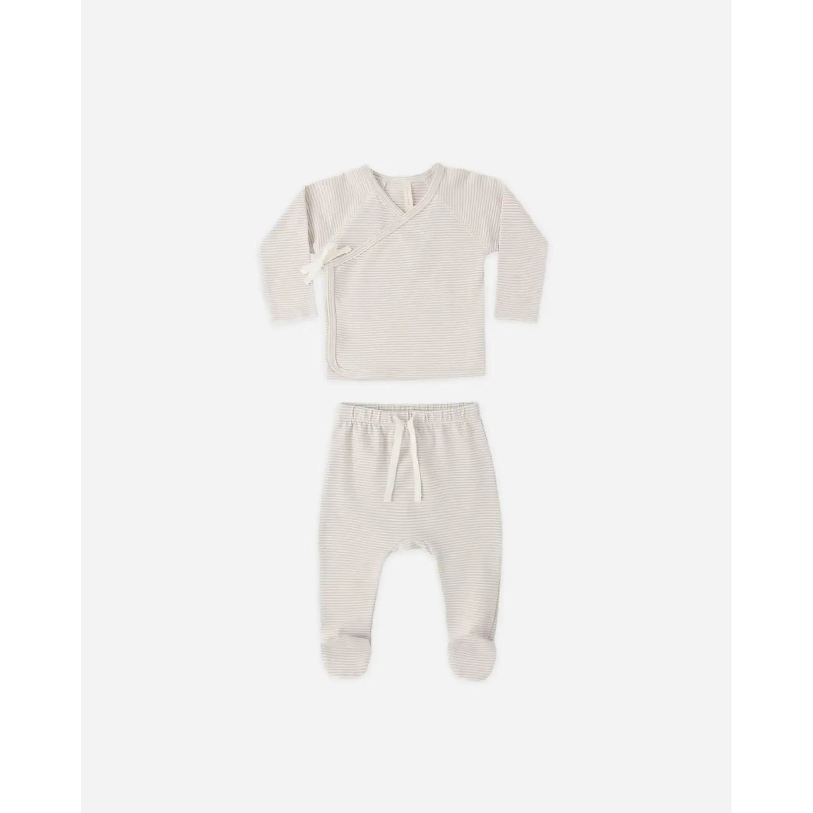 Quincy Mae Quincy Mae - Wrap Top + Footed Pant Set
