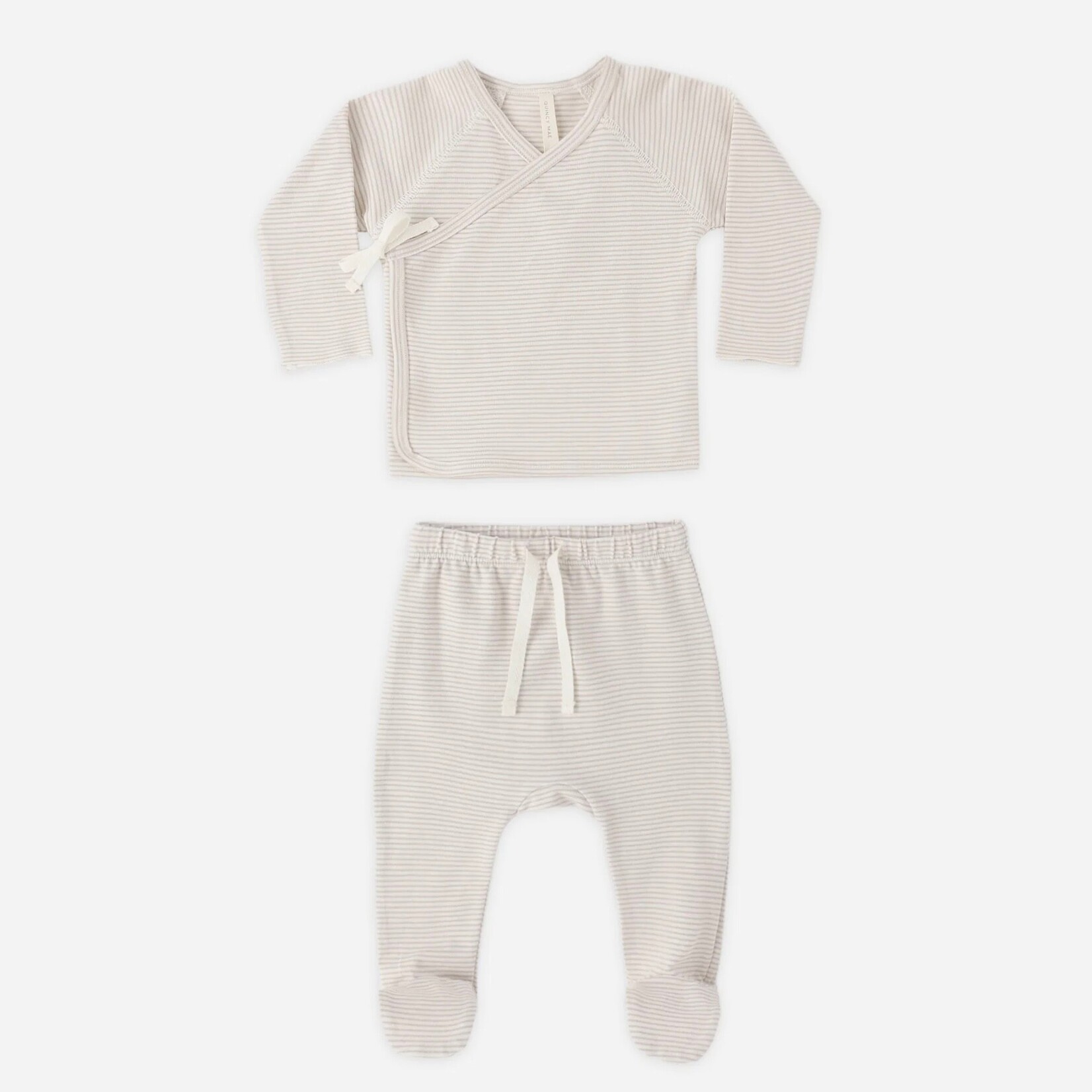 Quincy Mae Quincy Mae - Wrap Top + Footed Pant Set