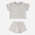 Quincy Mae Quincy Mae - Waffle Tee + Short Set | Sky Stripe