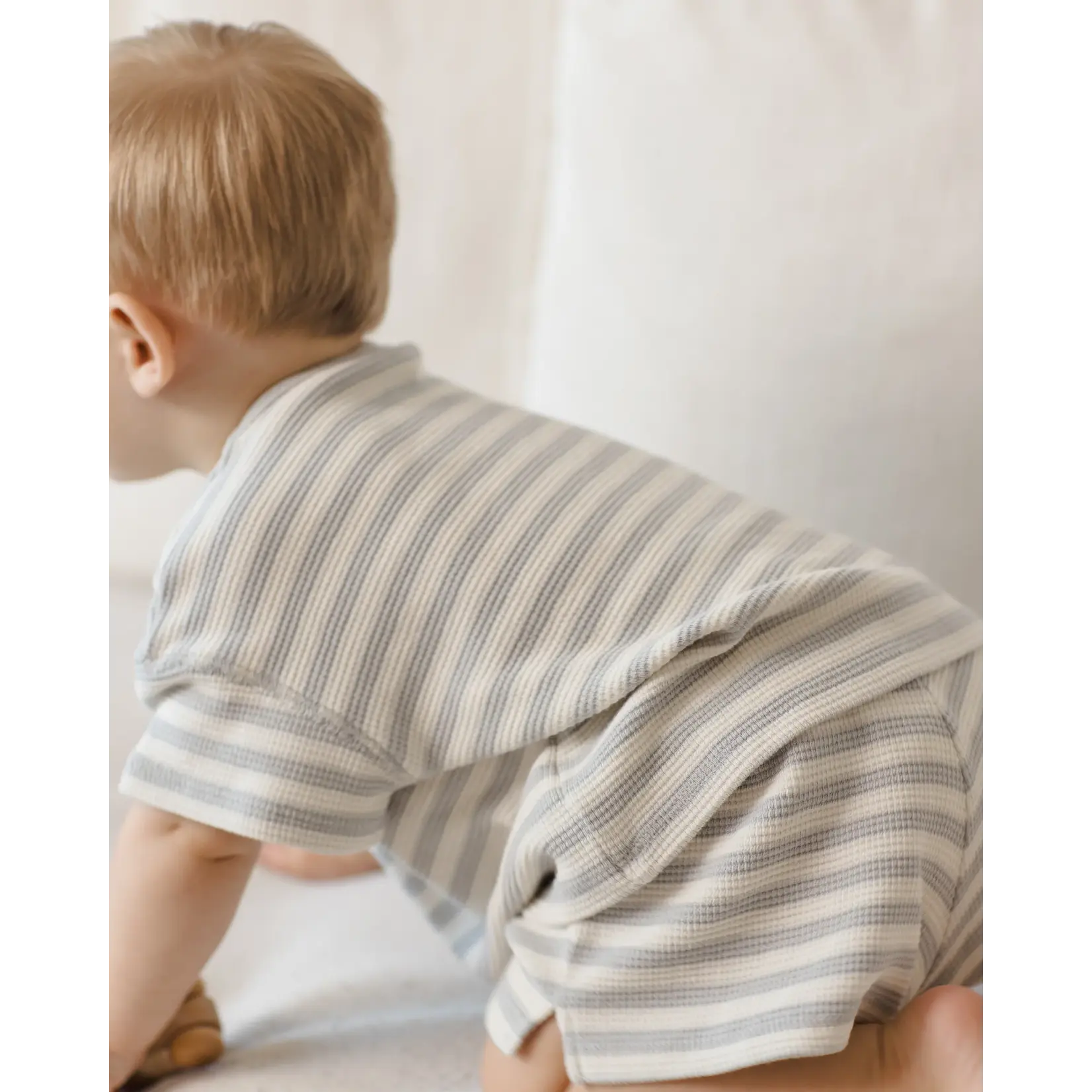 Quincy Mae Quincy Mae - Waffle Tee + Short Set | Sky Stripe