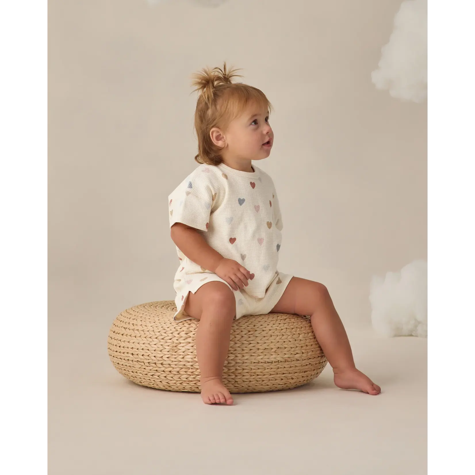 Quincy Mae Quincy Mae - Waffle Tee + Short Set | Confetti Hearts