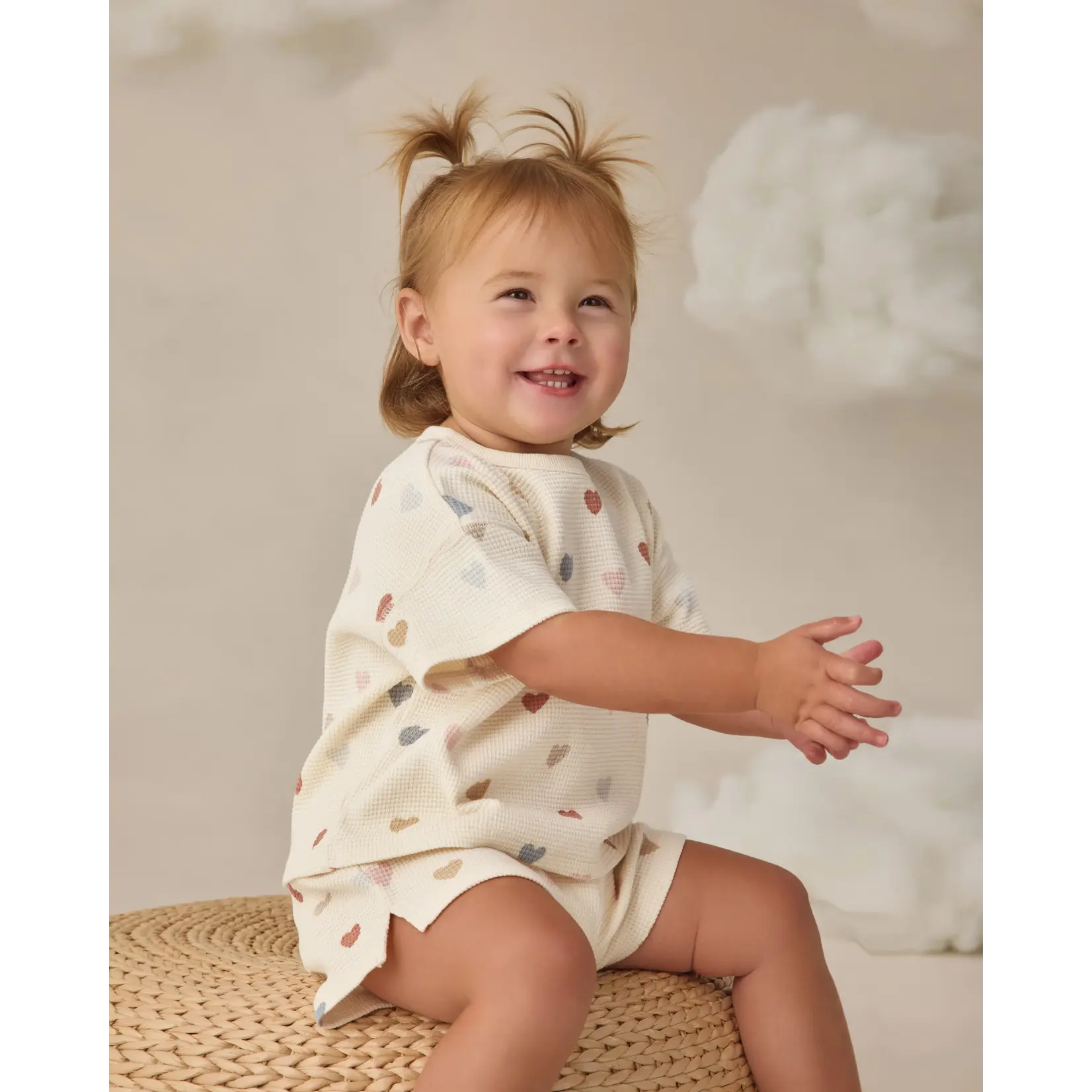 Quincy Mae Quincy Mae - Waffle Tee + Short Set | Confetti Hearts