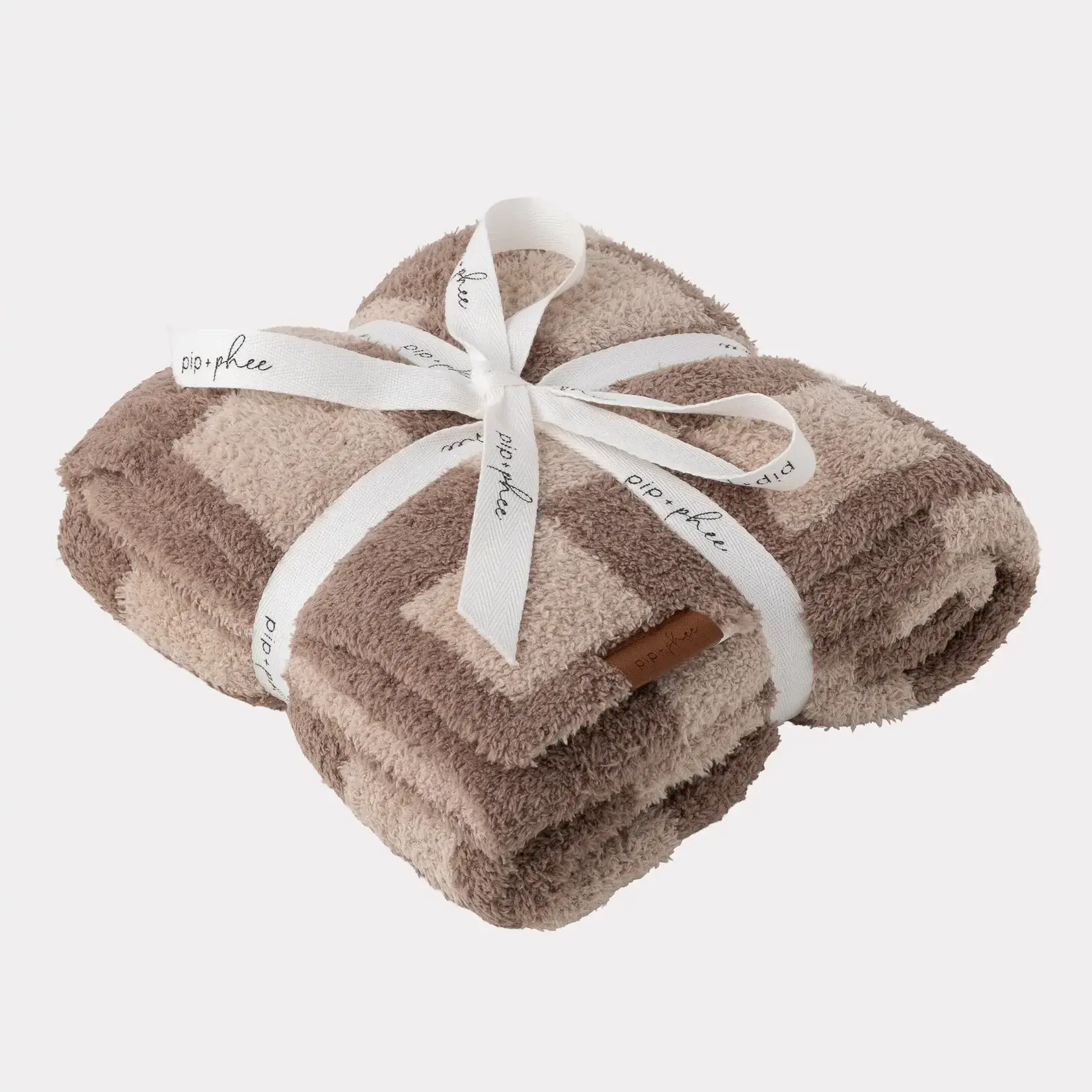 Pip + Phee Pip + Phee - Brown  Check Plush Blanket