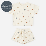 Quincy Mae Quincy Mae - Waffle Tee + Short Set | Confetti Hearts