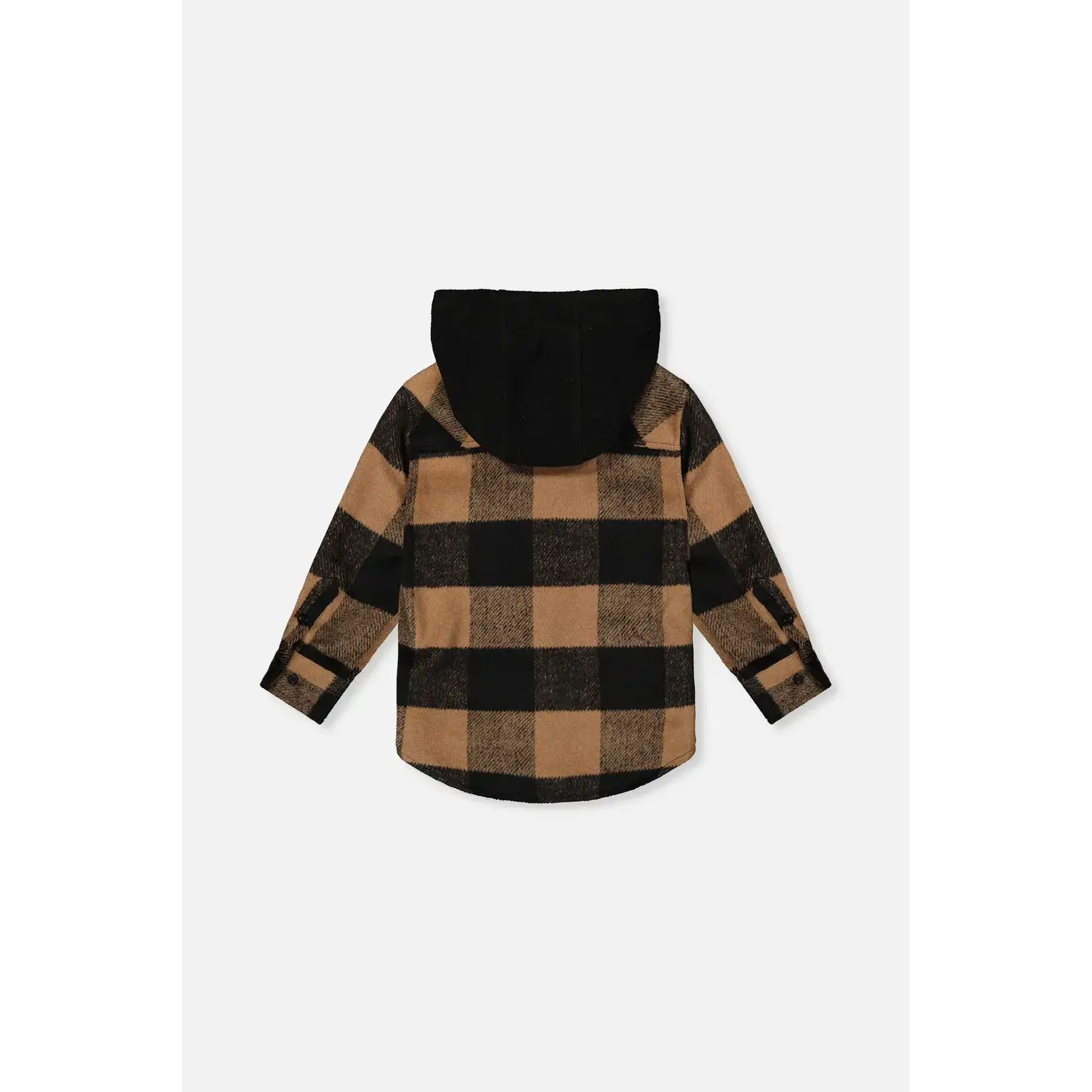 Deux Par Deux Deux Par Deux - Polar Fleece Hooded Flannel Shirt