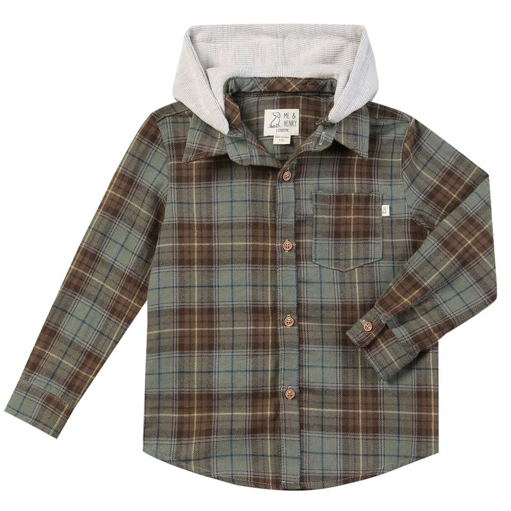 Me & Henry Me & Henry - Erin Hooded Plaid  Hooded Shirt