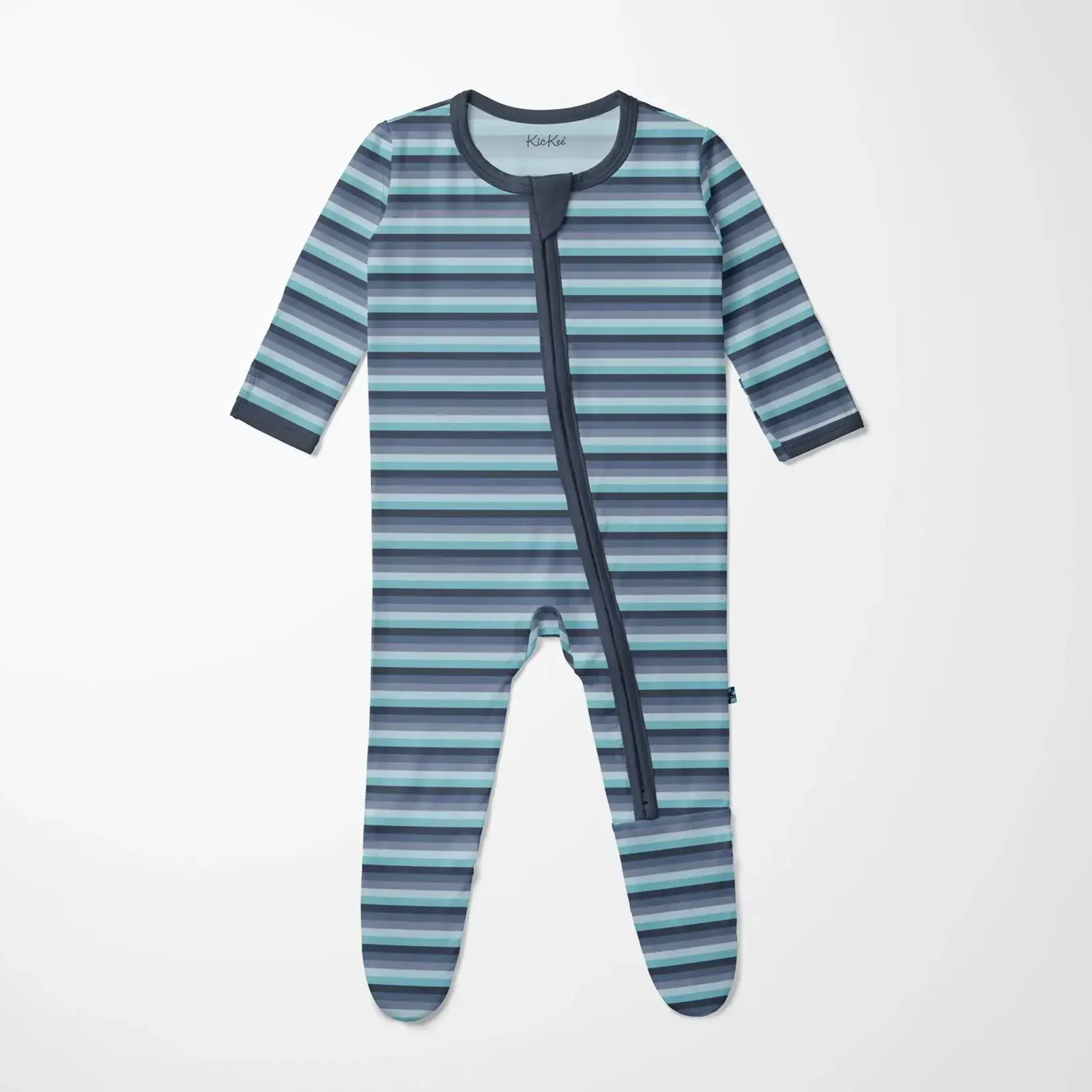 KicKee Pants KicKee Pants - 2 Way Footie Zipper Moonlight Bay Stripe