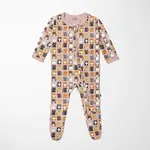 KicKee Pants KicKee Pants - 2 Way Footie Zipper Baby Rose Cats