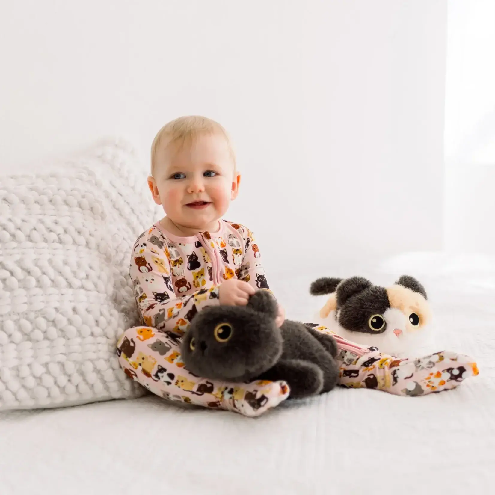 KicKee Pants KicKee Pants - 2 Way Footie Zipper Baby Rose Cats