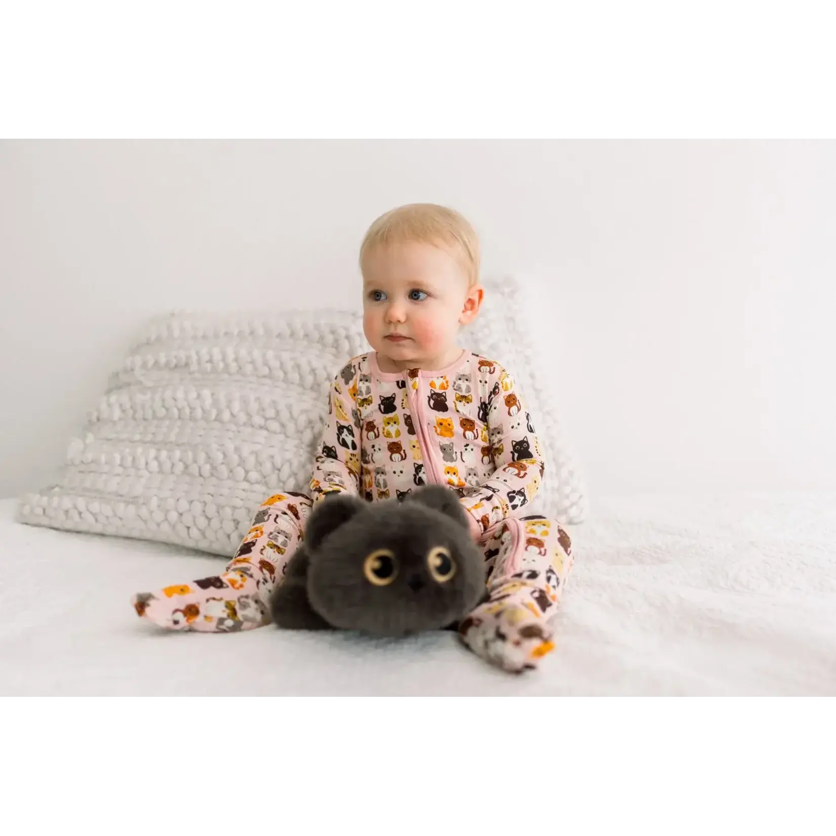 KicKee Pants KicKee Pants - 2 Way Footie Zipper Baby Rose Cats