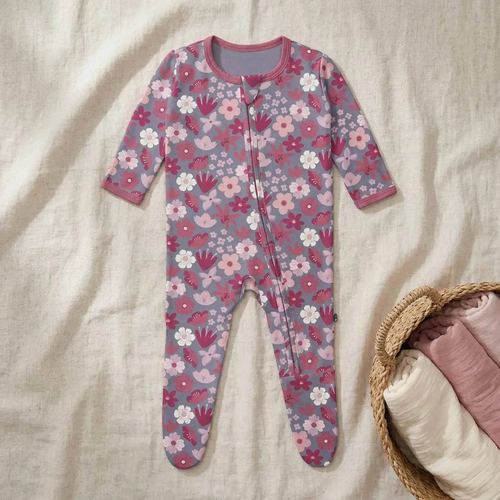 KicKee Pants KicKee Pants - 2 Way Footie Zipper Moonlight Picture Day Floral