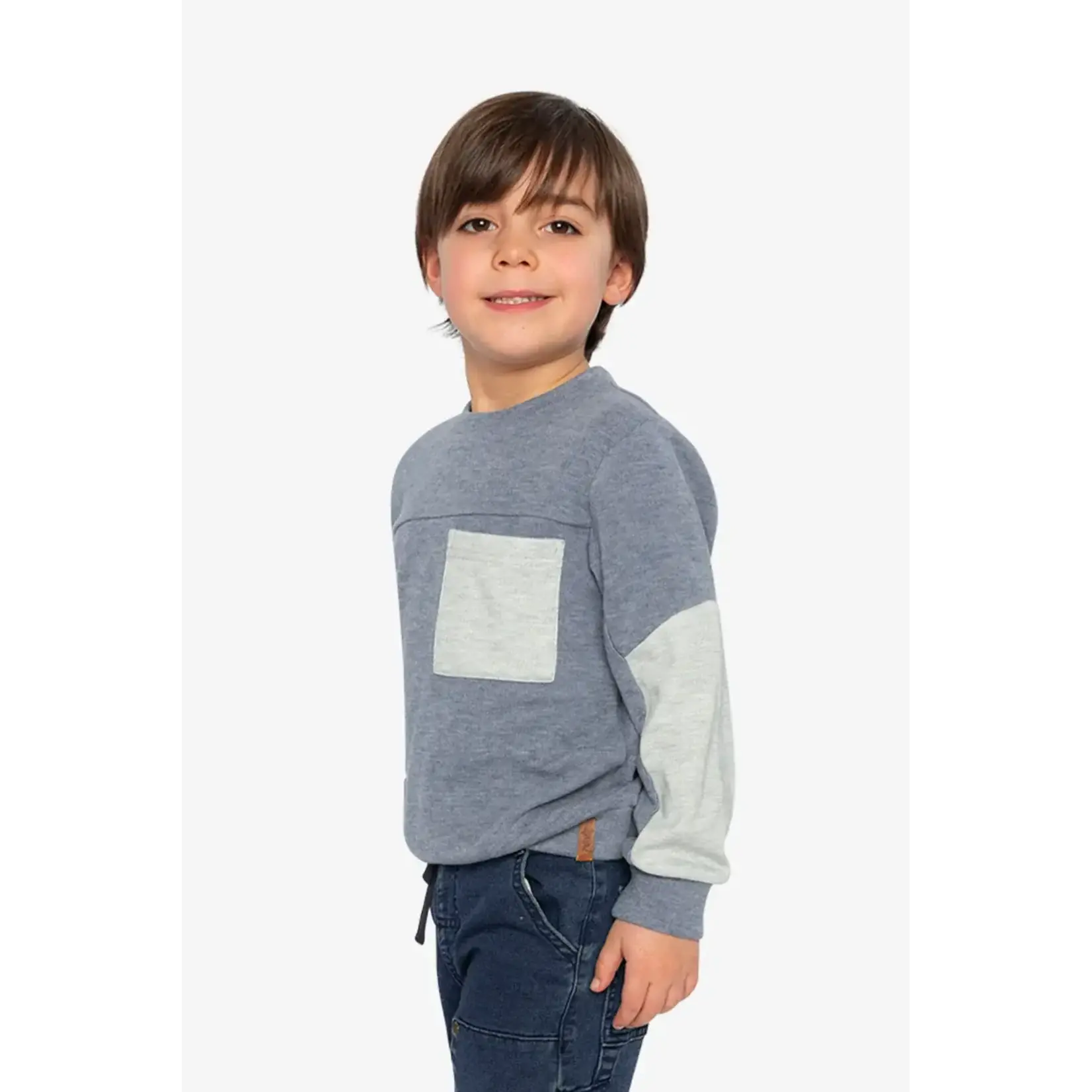 Deux Par Deux Deux Par Deux -Colorblock Brushed Jersey Top With Chest Pocket