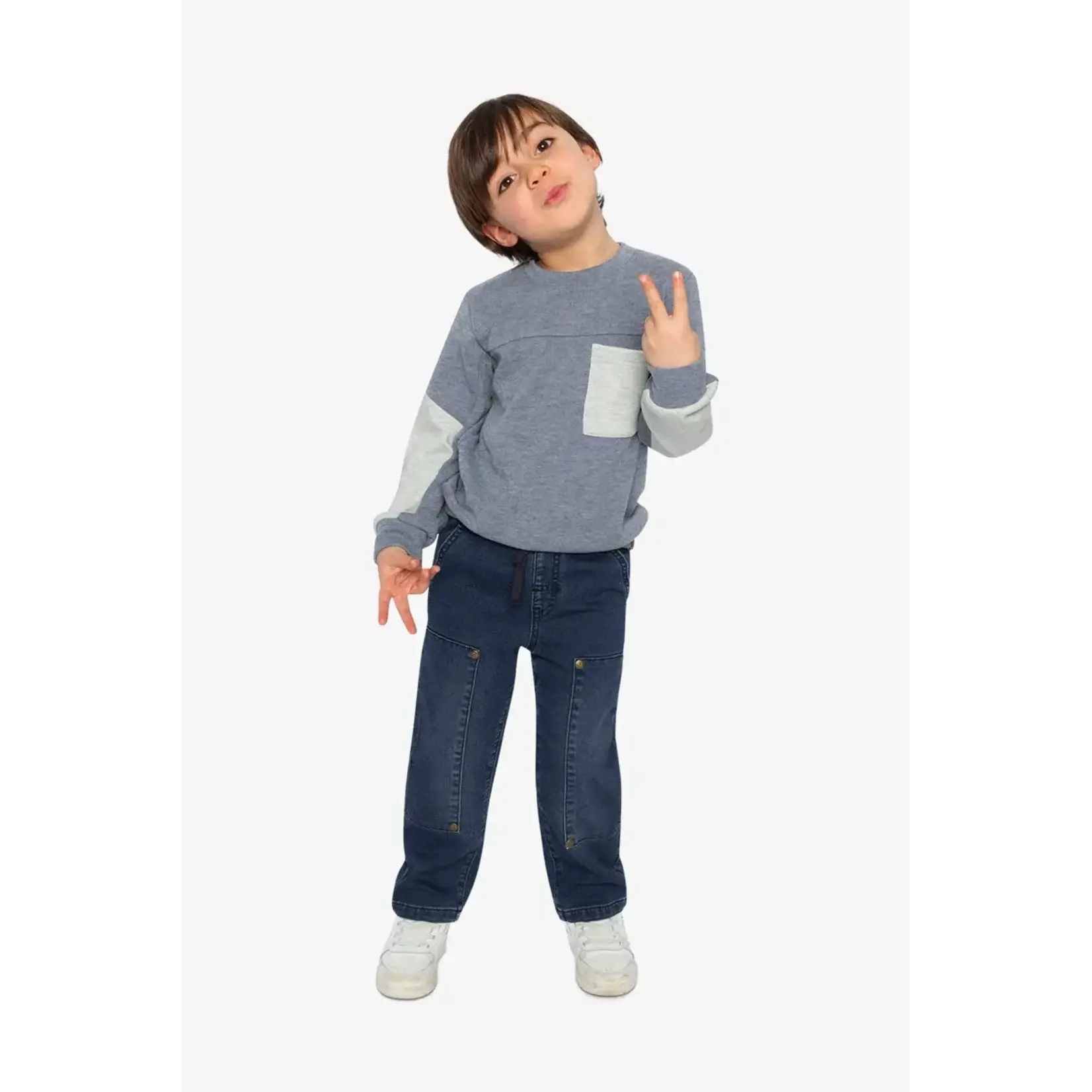 Deux Par Deux Deux Par Deux -Colorblock Brushed Jersey Top With Chest Pocket