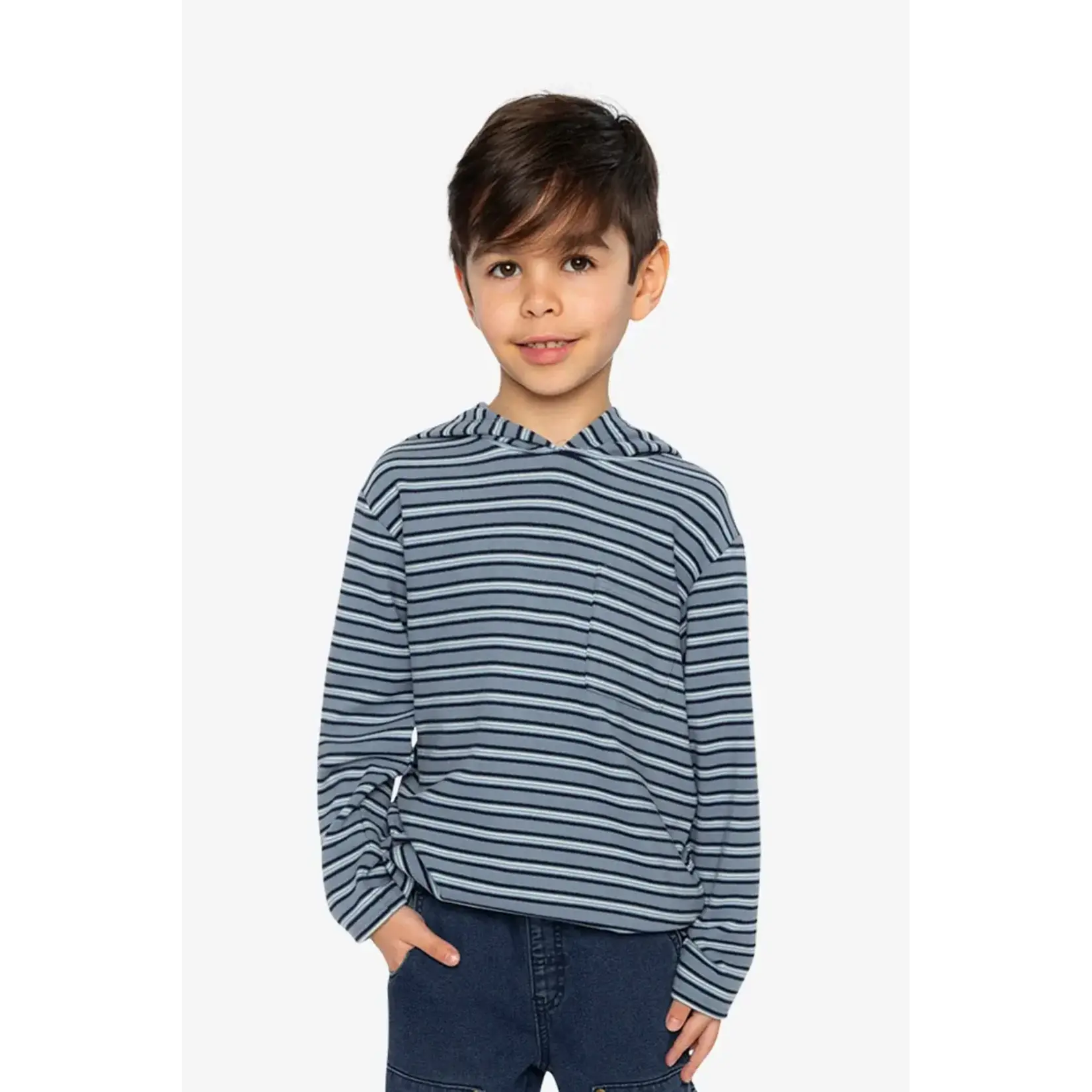 Deux Par Deux Deux Par Deux -Striped Brushed Jersey Hoodie