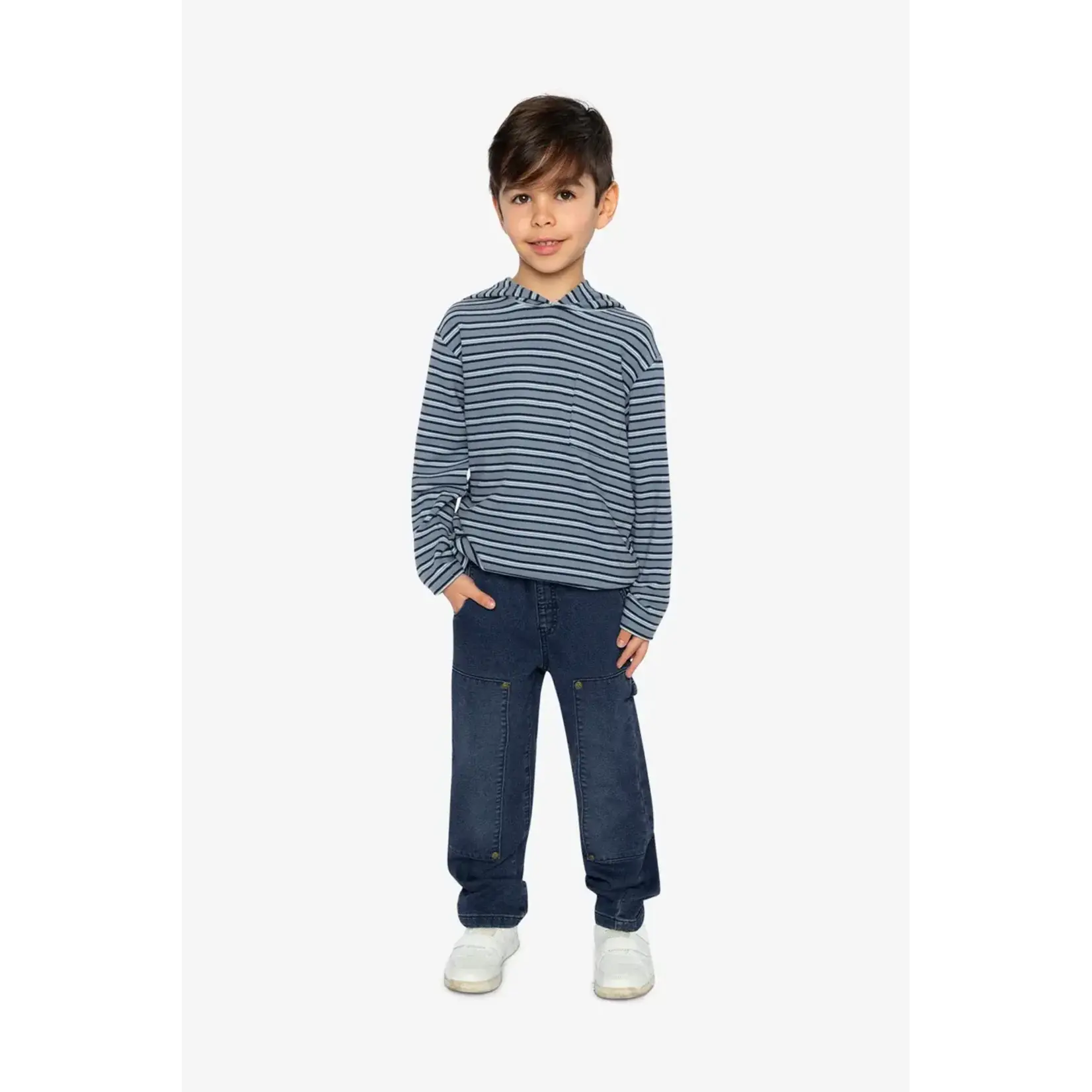 Deux Par Deux Deux Par Deux -Striped Brushed Jersey Hoodie