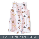 Angel Dear Angel Dear - Vintage Baseball Stripe Sleeveless Romper