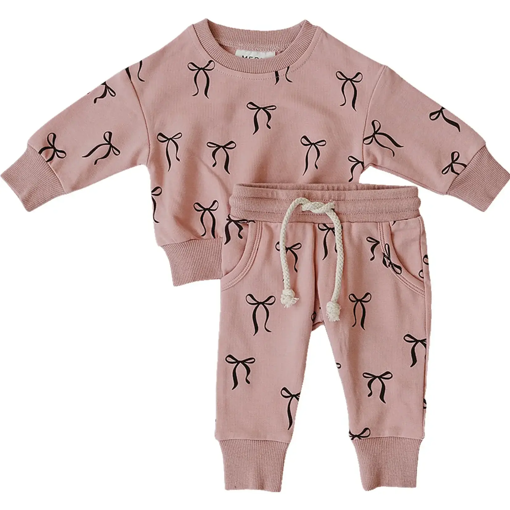 Mebie Baby Mebie Baby - Blush Bows French Terry Set