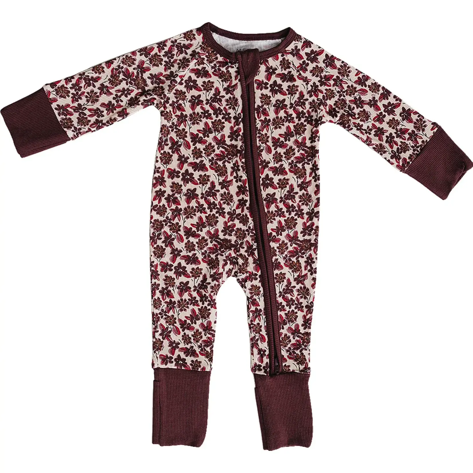 Mebie Baby Mebie Baby - Antique FloralRibbed Bamboo Zipper Sleeper