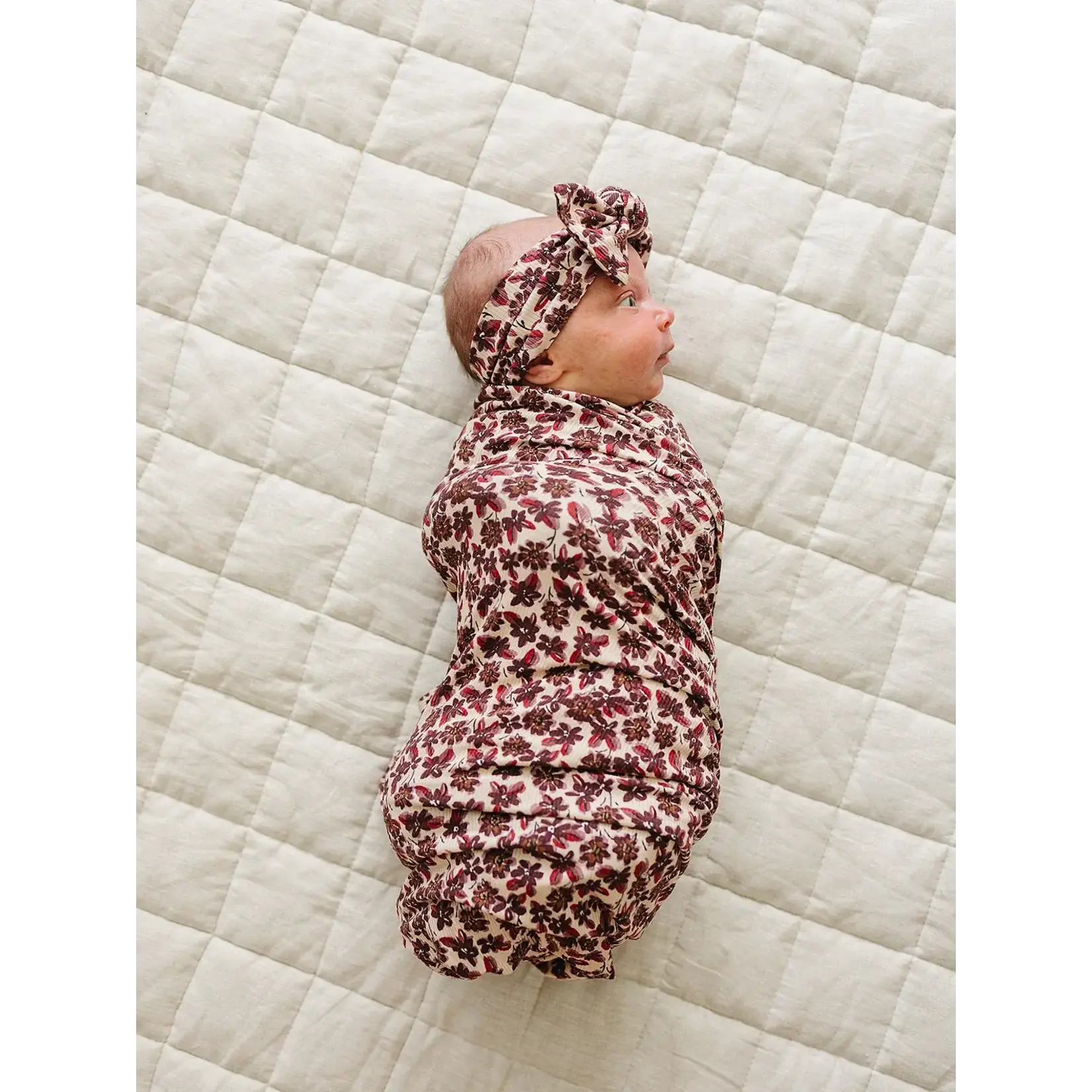 Mebie Baby Mebie Baby - Antique Floral Ribbed Bamboo Head Wrap