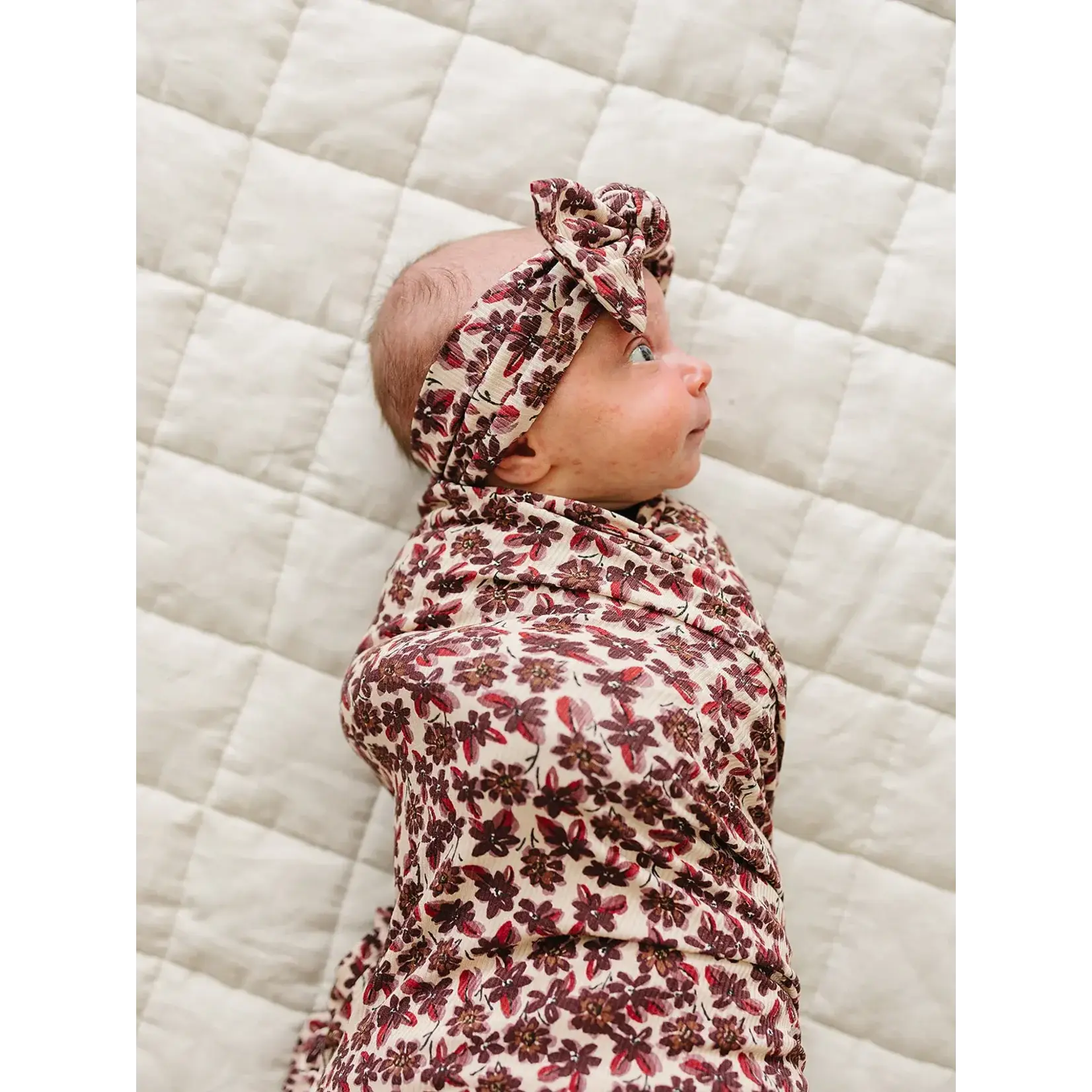 Mebie Baby Mebie Baby - Antique Floral Ribbed Bamboo Head Wrap