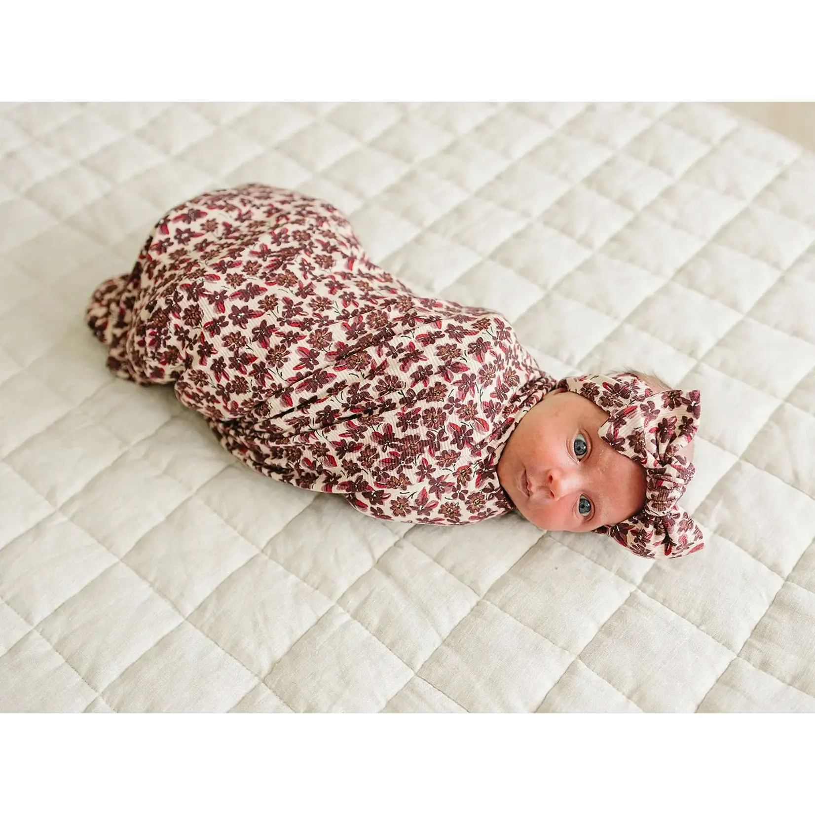 Mebie Baby Mebie Baby - Antique Floral Ribbed Bamboo Head Wrap