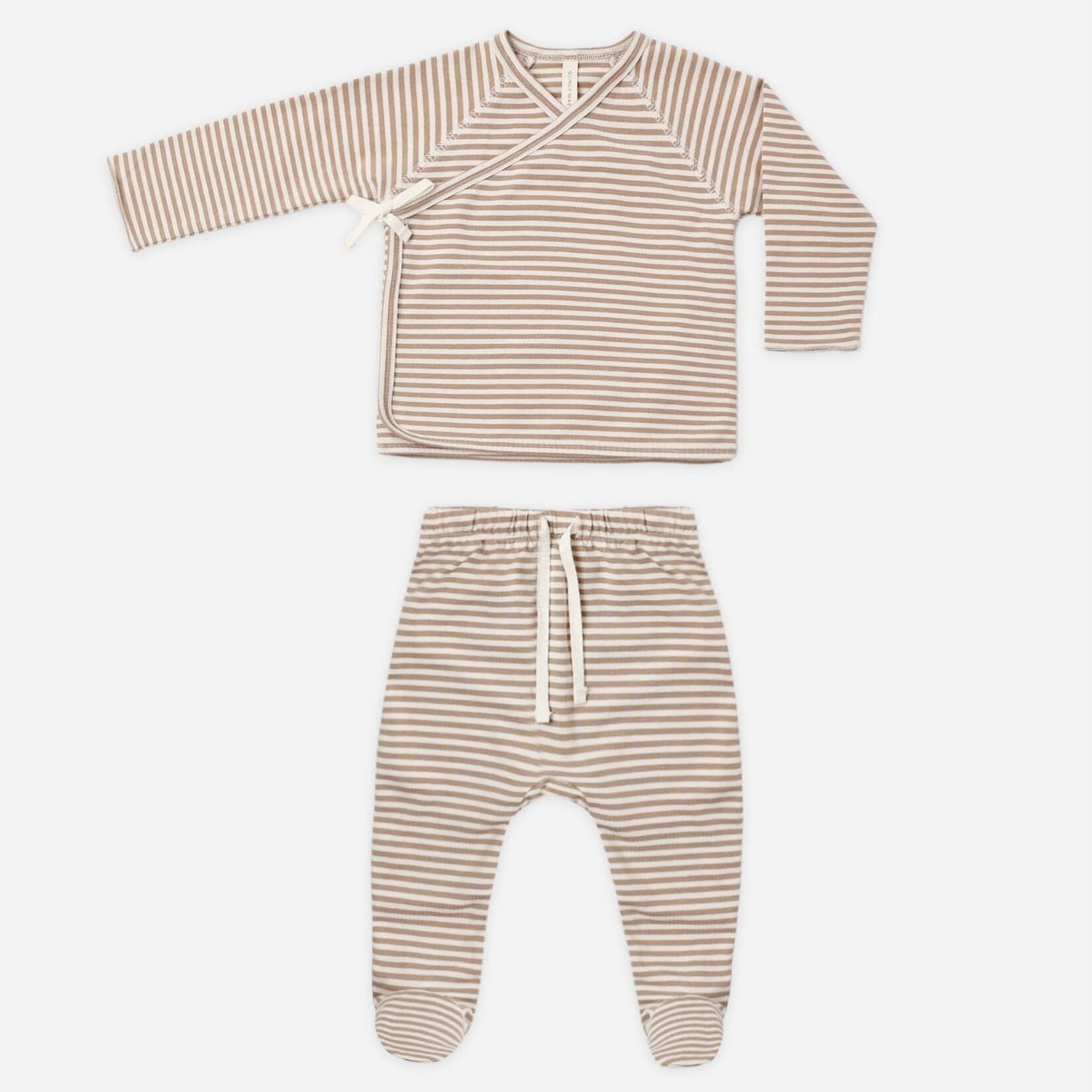 Quincy Mae Quincy Mae - Wrap Top + Footed Pant Set