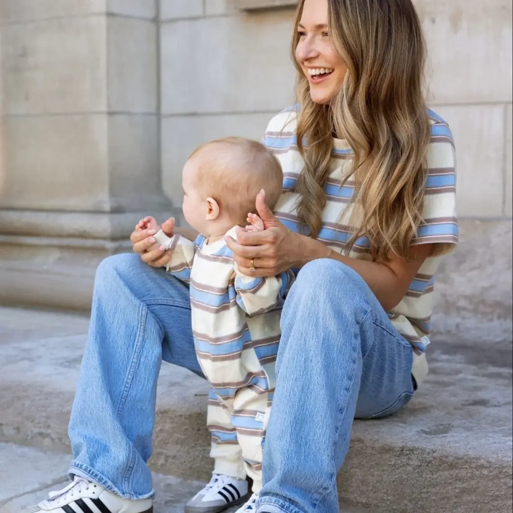 Roobear Roobear - Striped Long Sleeve Romper