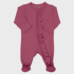 Coccoli Coccoli - Modal Ruffle Zipper Footie | Berry Rose