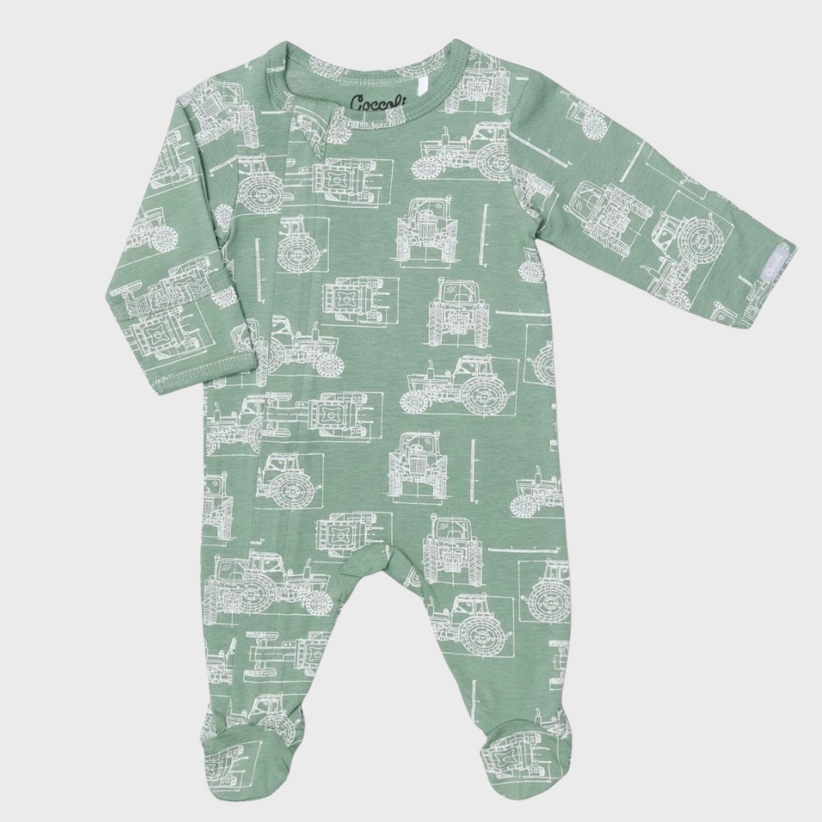 Coccoli Coccoli - Cotton Modal Zipper Footie | Tractors
