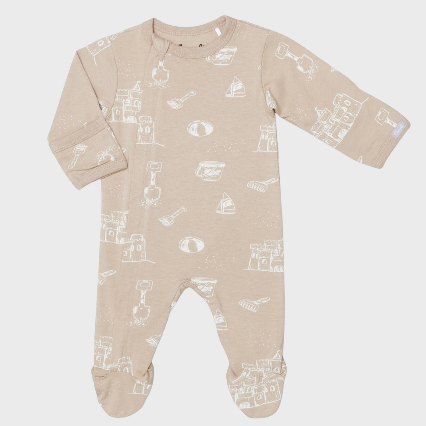 Coccoli Coccoli - Cotton Modal Zipper Footie | Sand Castles
