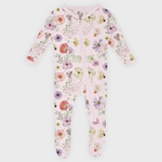 KicKee Pants KicKee Pants - Zipper Footie | Violet Pressed Flowers