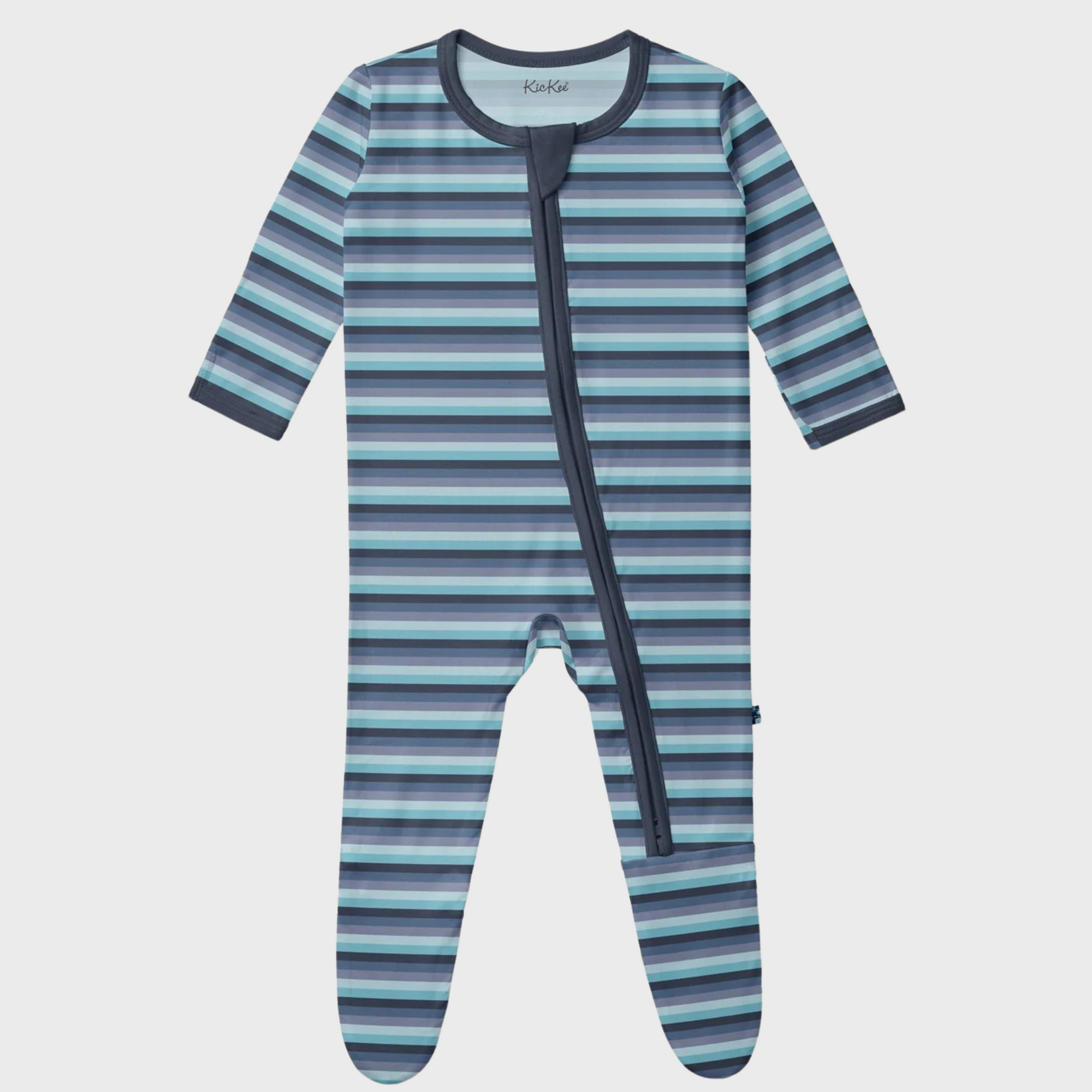 KicKee Pants KicKee Pants - 2 Way Footie Zipper Moonlight Bay Stripe