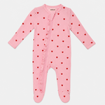 Spearmint Love Spearmint Love - Organic  Waffle Ruffle Zip Heart Footie