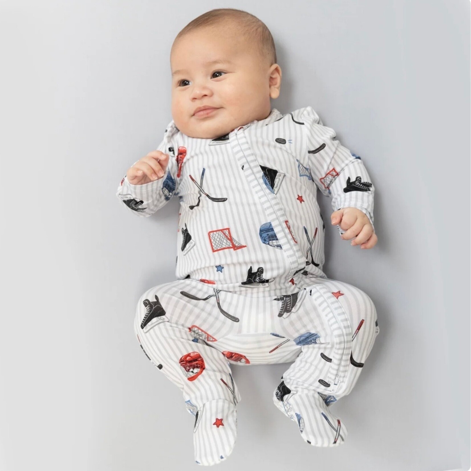 Angel Dear Angel Dear - Hockey Stripe  2 -Way  Zipper Footie