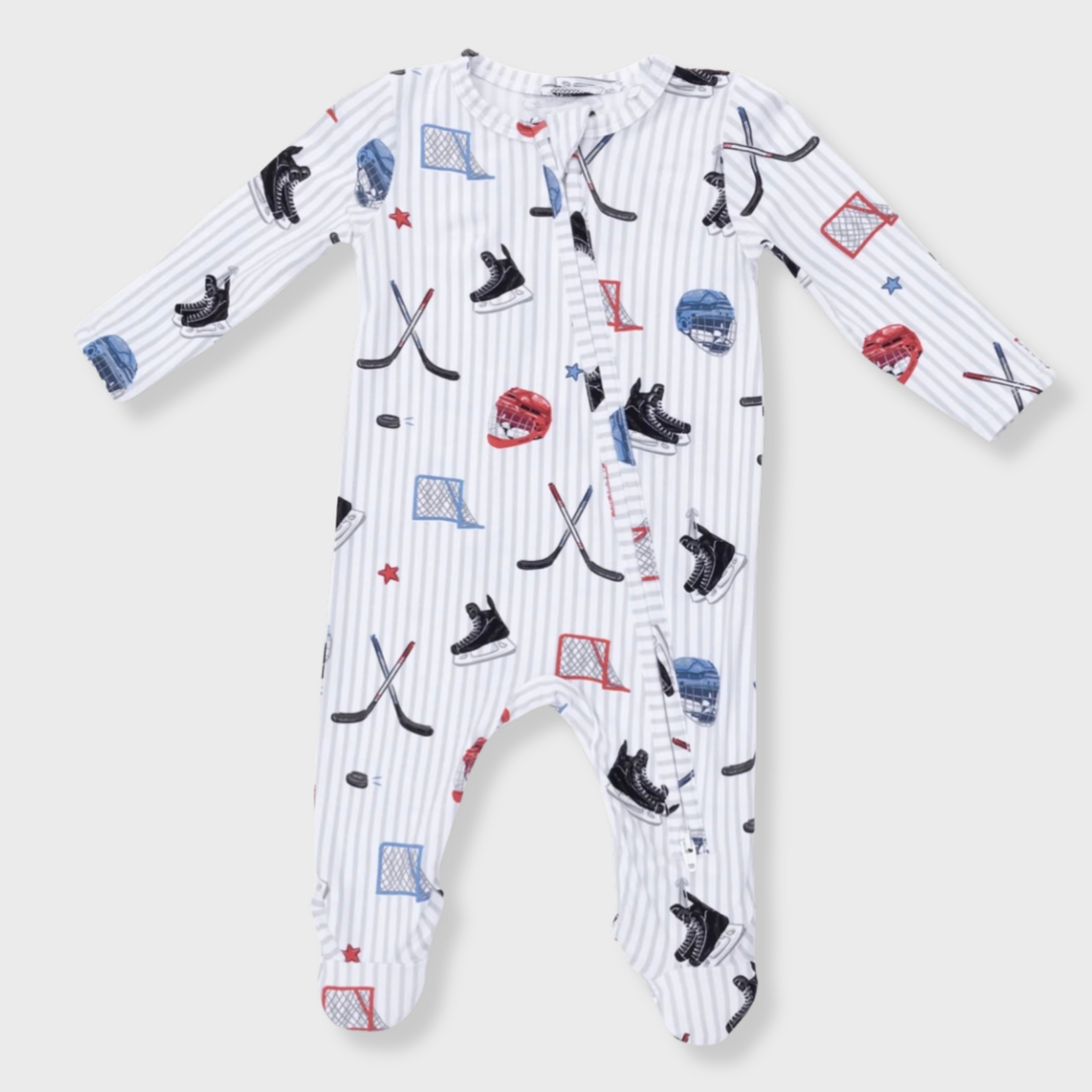 Angel Dear Angel Dear - Hockey Stripe  2 -Way  Zipper Footie