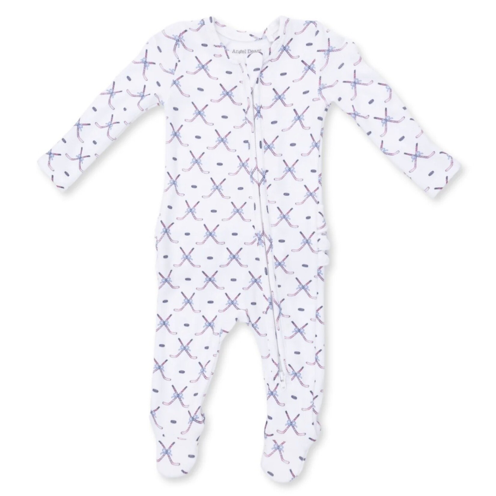 Angel Dear Angel Dear - Simply Hockey Ribbed  Ruffle 2 -Way  Zipper Footie