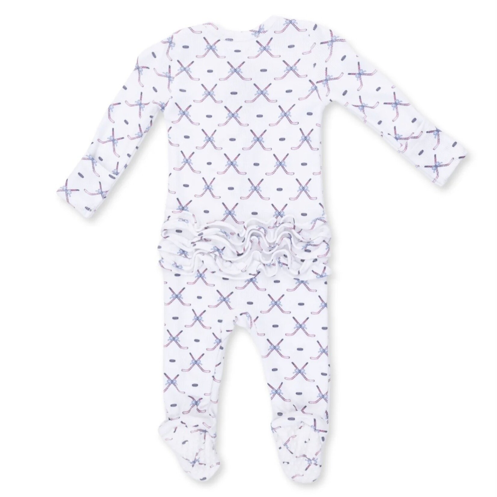 Angel Dear Angel Dear - Simply Hockey Ribbed  Ruffle 2 -Way  Zipper Footie