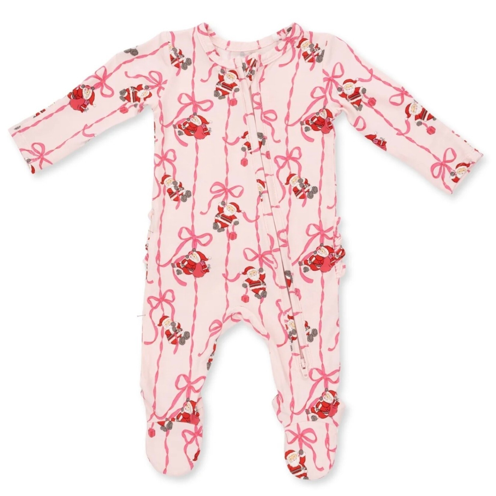 Angel Dear Angel Dear - Bows & Santa Ruffle 2 -Way  Zipper Footie