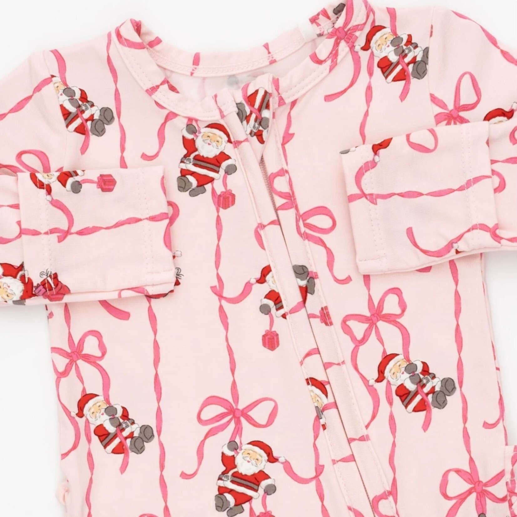 Angel Dear Angel Dear - Bows & Santa Ruffle 2 -Way  Zipper Footie