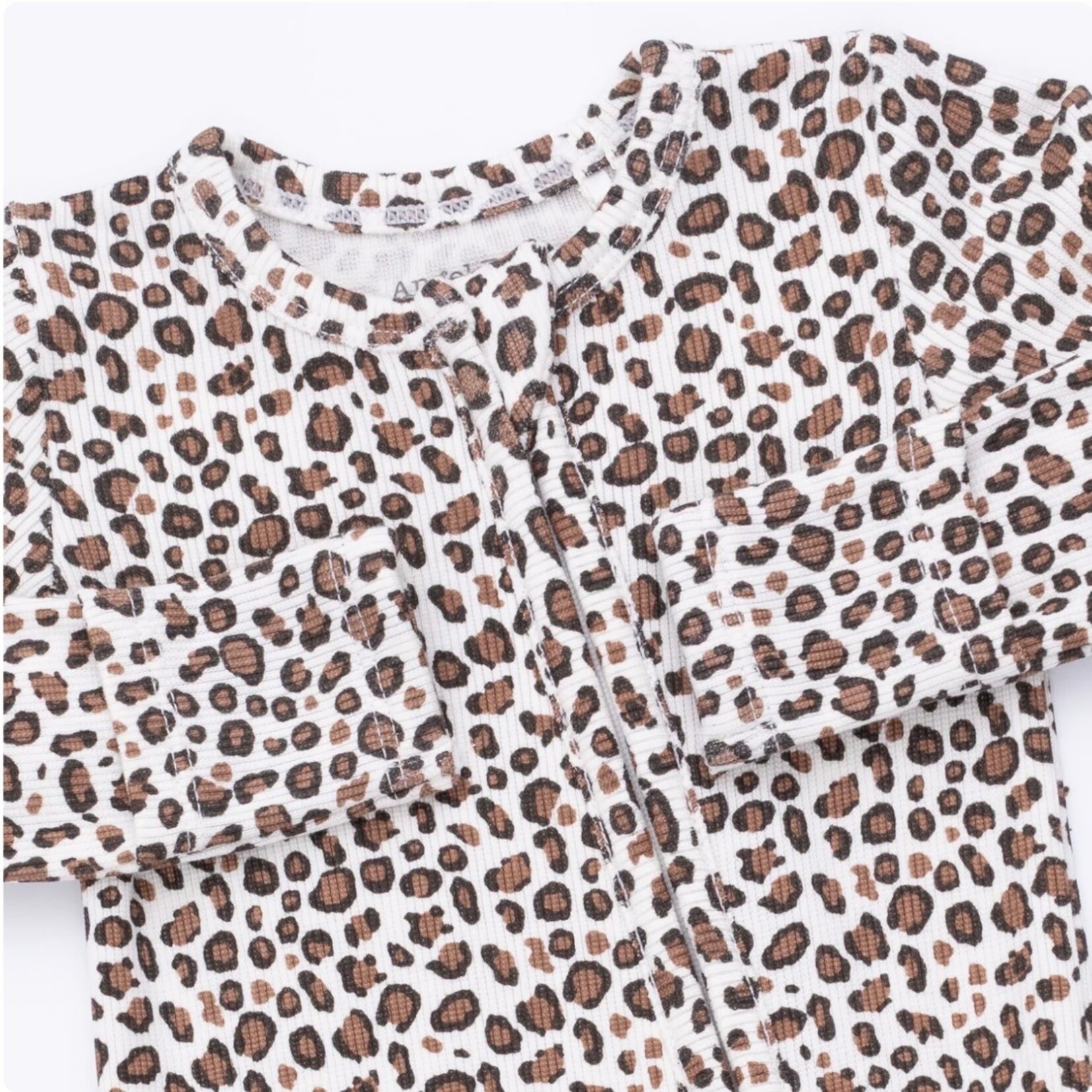 Angel Dear Angel Dear - Leopard Rib Ruffle 2 -Way  Zipper Footie