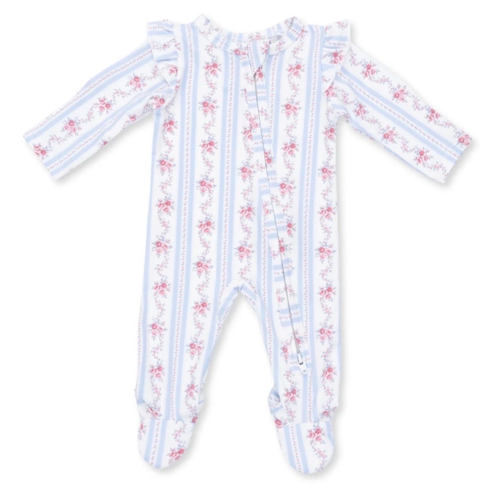 Angel Dear Angel Dear - Anna Floral Stripe 2 -Way  Zipper Footie